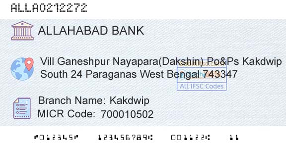 Allahabad Bank KakdwipBranch 