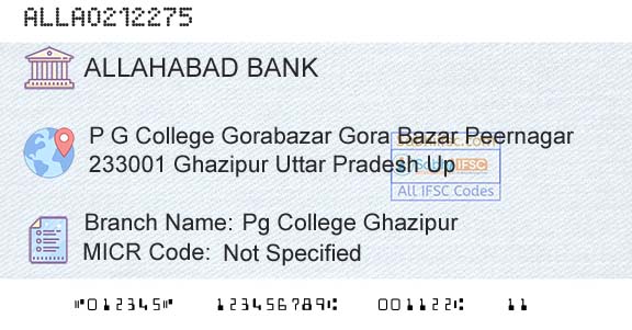Allahabad Bank Pg College GhazipurBranch 