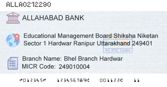 Allahabad Bank Bhel Branch HardwarBranch 