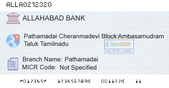 Allahabad Bank PathamadaiBranch 