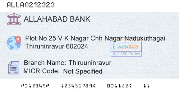 Allahabad Bank ThiruuninravurBranch 