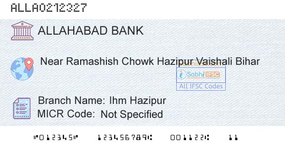 Allahabad Bank Ihm HazipurBranch 