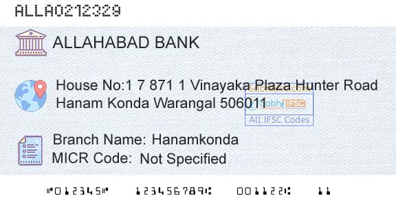 Allahabad Bank HanamkondaBranch 