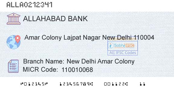 Allahabad Bank New Delhi Amar ColonyBranch 