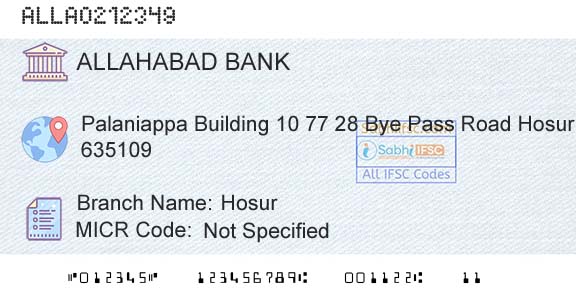 Allahabad Bank HosurBranch 