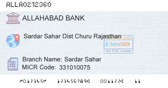 Allahabad Bank Sardar SaharBranch 