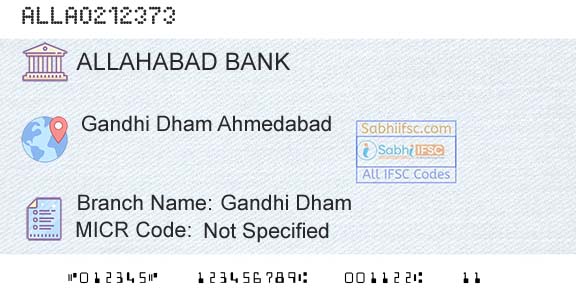 Allahabad Bank Gandhi DhamBranch 