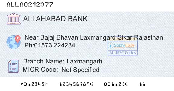 Allahabad Bank LaxmangarhBranch 