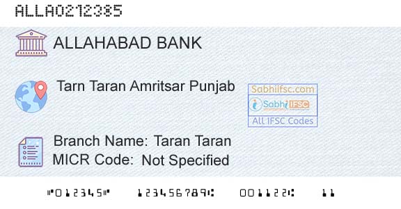Allahabad Bank Taran TaranBranch 