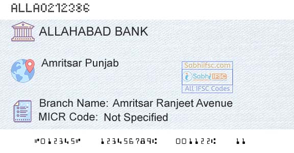 Allahabad Bank Amritsar Ranjeet AvenueBranch 