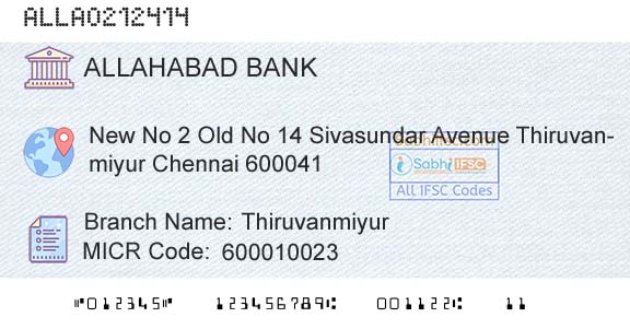 Allahabad Bank ThiruvanmiyurBranch 