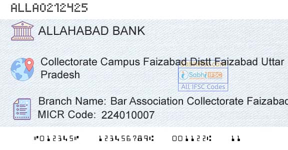 Allahabad Bank Bar Association Collectorate FaizabadBranch 