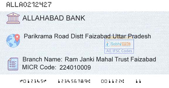 Allahabad Bank Ram Janki Mahal Trust FaizabadBranch 