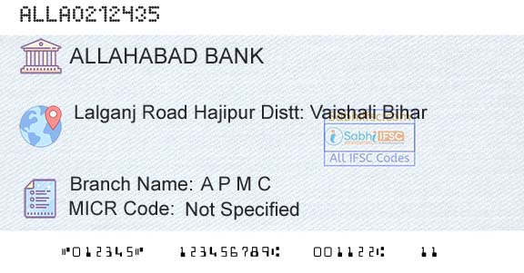 Allahabad Bank A P M CBranch 