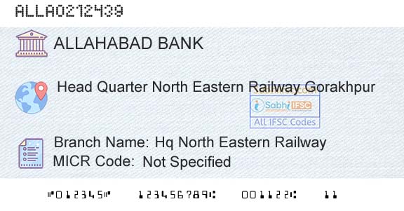 Allahabad Bank Hq North Eastern RailwayBranch 