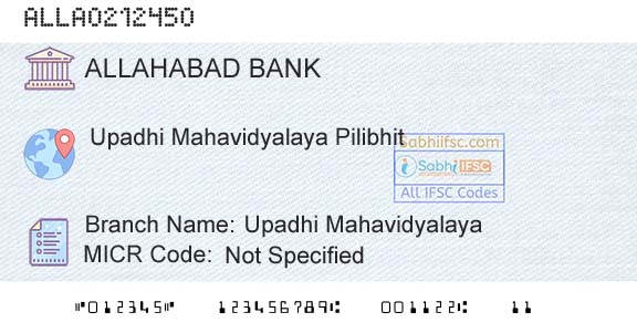 Allahabad Bank Upadhi MahavidyalayaBranch 