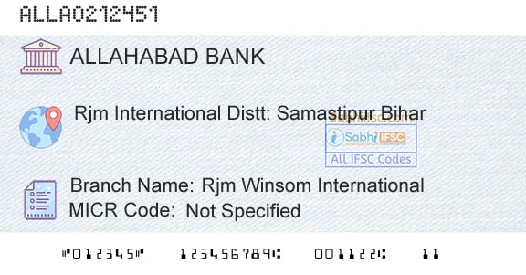 Allahabad Bank Rjm Winsom International Branch 