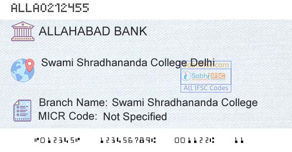 Allahabad Bank Swami Shradhananda CollegeBranch 
