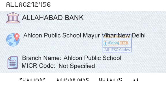 Allahabad Bank Ahlcon Public SchoolBranch 