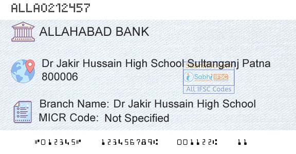 Allahabad Bank Dr Jakir Hussain High SchoolBranch 