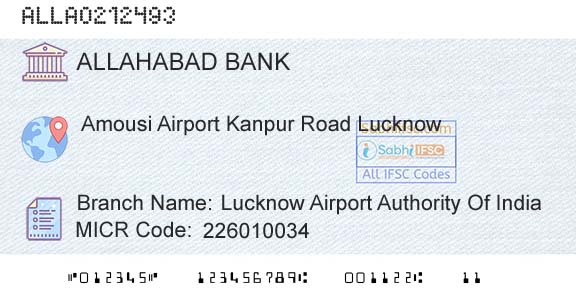 Allahabad Bank Lucknow Airport Authority Of IndiaBranch