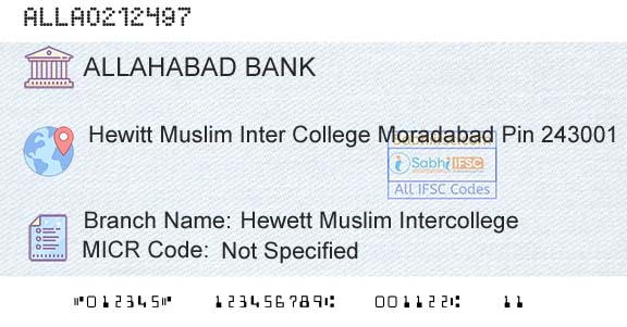 Allahabad Bank Hewett Muslim IntercollegeBranch 