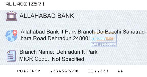 Allahabad Bank Dehradun It ParkBranch 