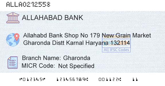 Allahabad Bank GharondaBranch 