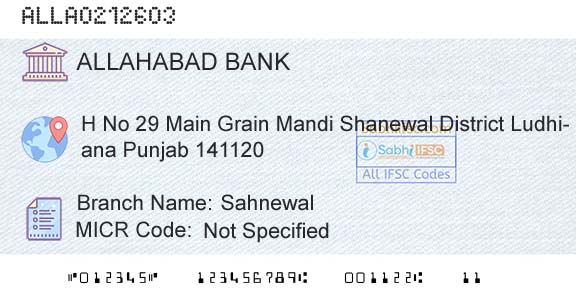 Allahabad Bank SahnewalBranch 