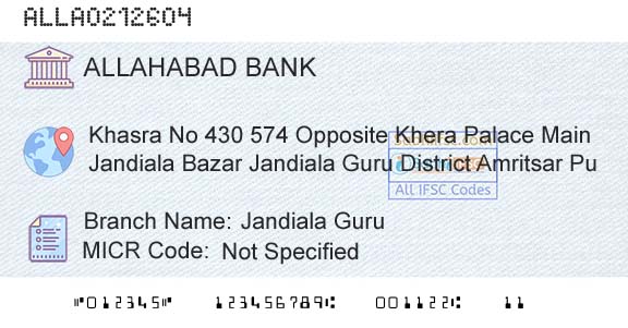Allahabad Bank Jandiala GuruBranch 