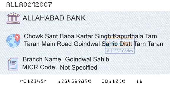 Allahabad Bank Goindwal SahibBranch 