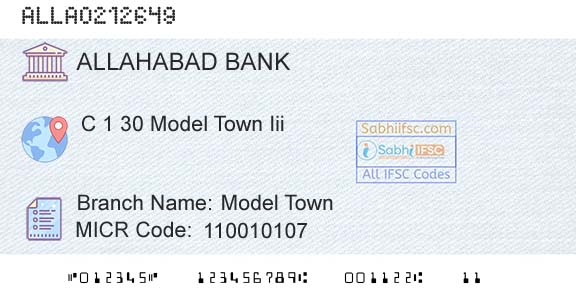Allahabad Bank Model TownBranch 