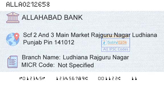 Allahabad Bank Ludhiana Rajguru NagarBranch 