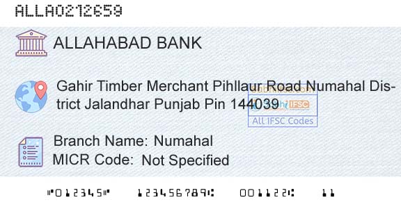 Allahabad Bank NumahalBranch 