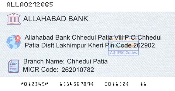 Allahabad Bank Chhedui PatiaBranch 