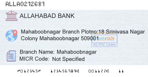 Allahabad Bank MahaboobnagarBranch 