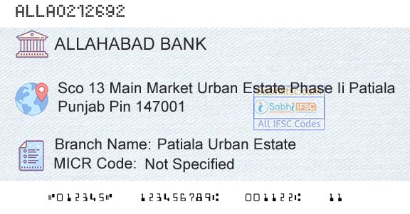 Allahabad Bank Patiala Urban EstateBranch 