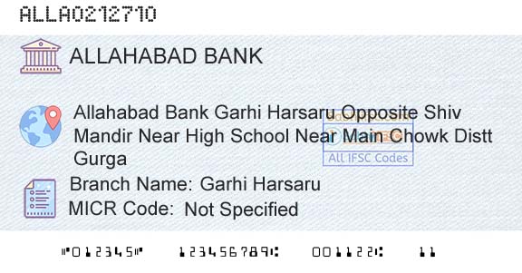 Allahabad Bank Garhi HarsaruBranch 