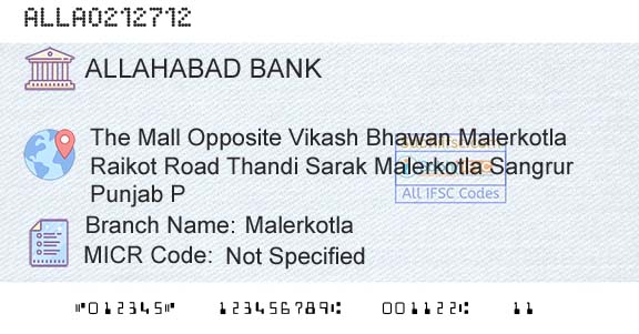 Allahabad Bank MalerkotlaBranch 