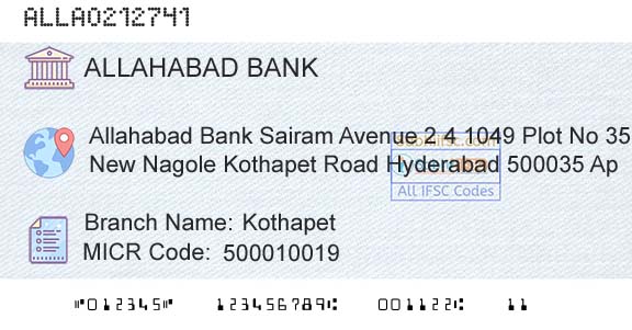 Allahabad Bank KothapetBranch 