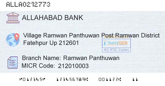 Allahabad Bank Ramwan PanthuwanBranch 