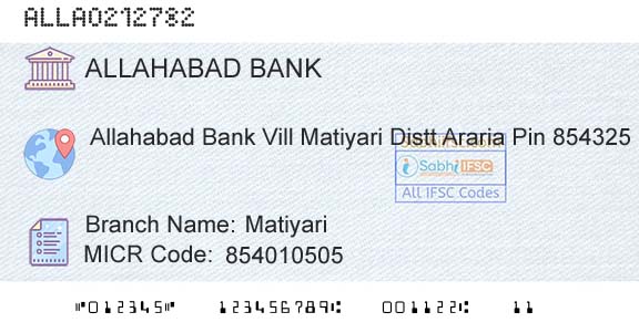 Allahabad Bank MatiyariBranch 
