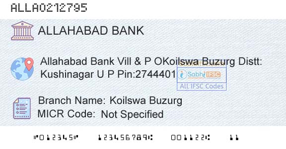 Allahabad Bank Koilswa BuzurgBranch 
