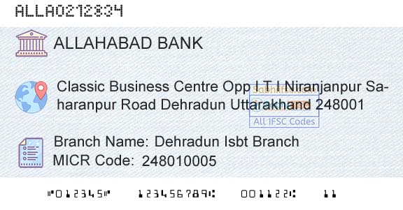 Allahabad Bank Dehradun Isbt BranchBranch 