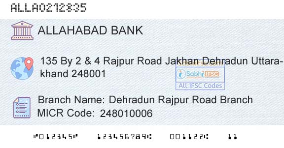 Allahabad Bank Dehradun Rajpur Road BranchBranch 