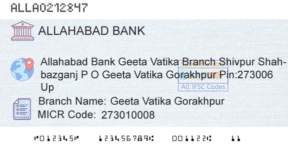 Allahabad Bank Geeta Vatika GorakhpurBranch 