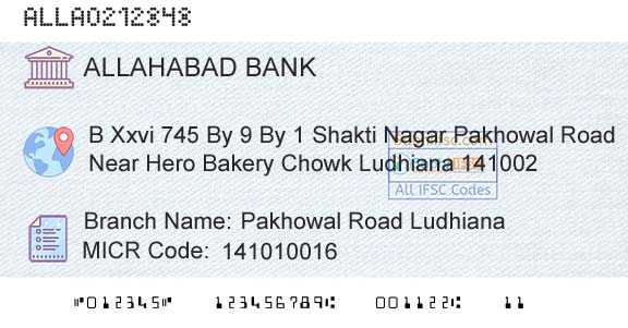 Allahabad Bank Pakhowal Road LudhianaBranch 