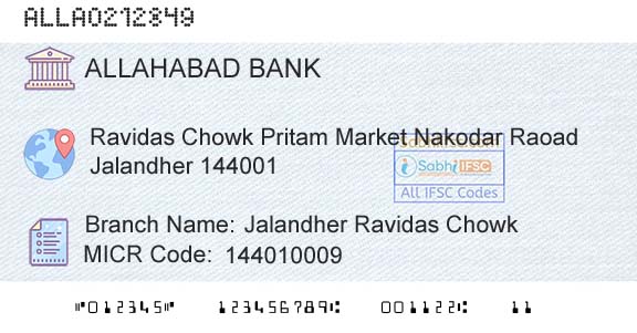 Allahabad Bank Jalandher Ravidas ChowkBranch 