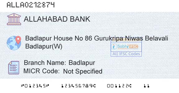 Allahabad Bank BadlapurBranch 