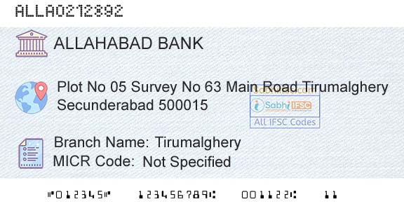 Allahabad Bank TirumalgheryBranch 